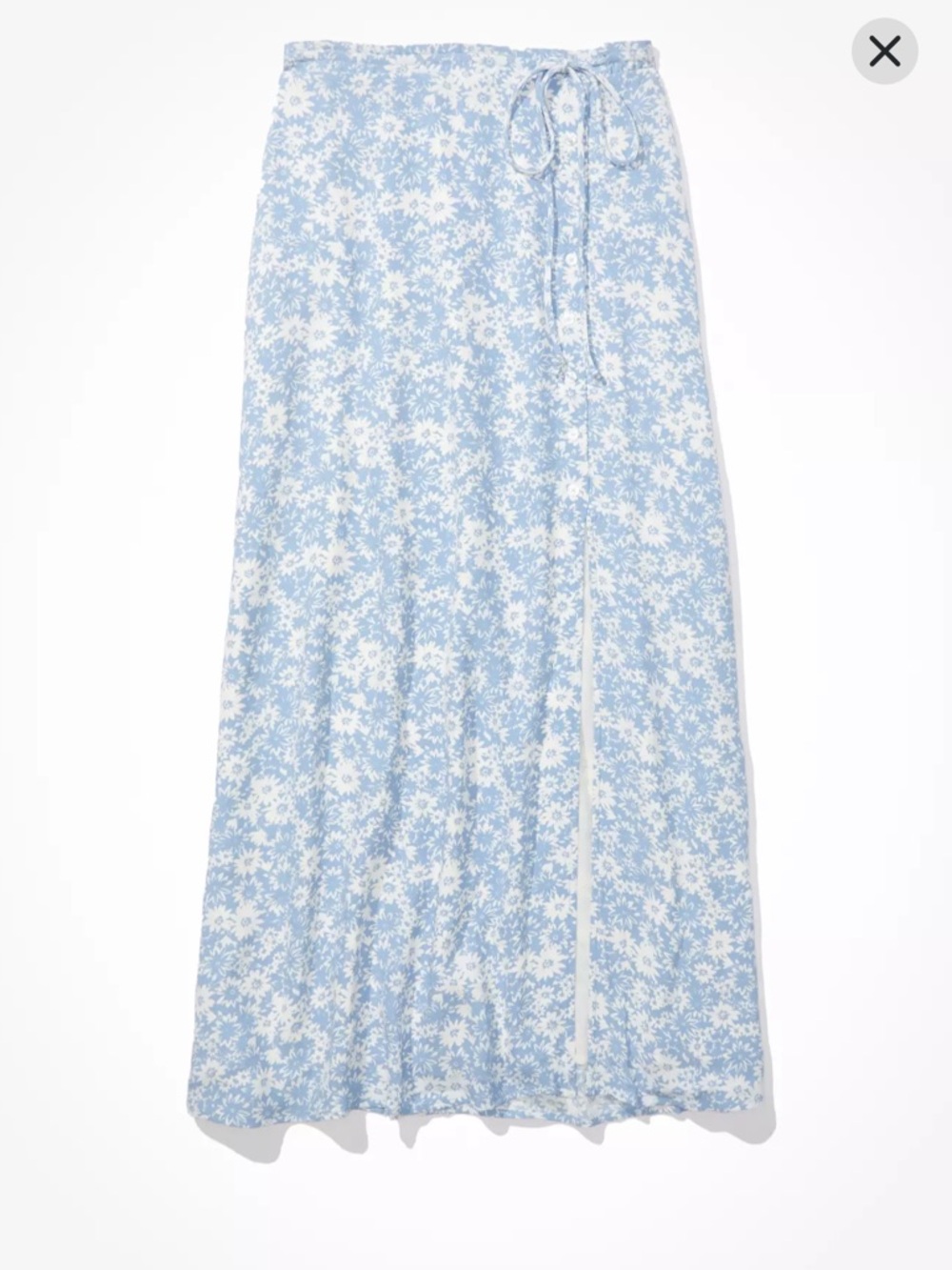 American Eagle Floral Midi Slip Skirt Light Blue Size S Flowy Y2K Coquette